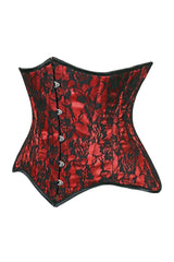 Lavish Red/Black Lace Underbust Corset Waist Cincher Busk Closure - Daisy Corsets - Flyclothing LLC