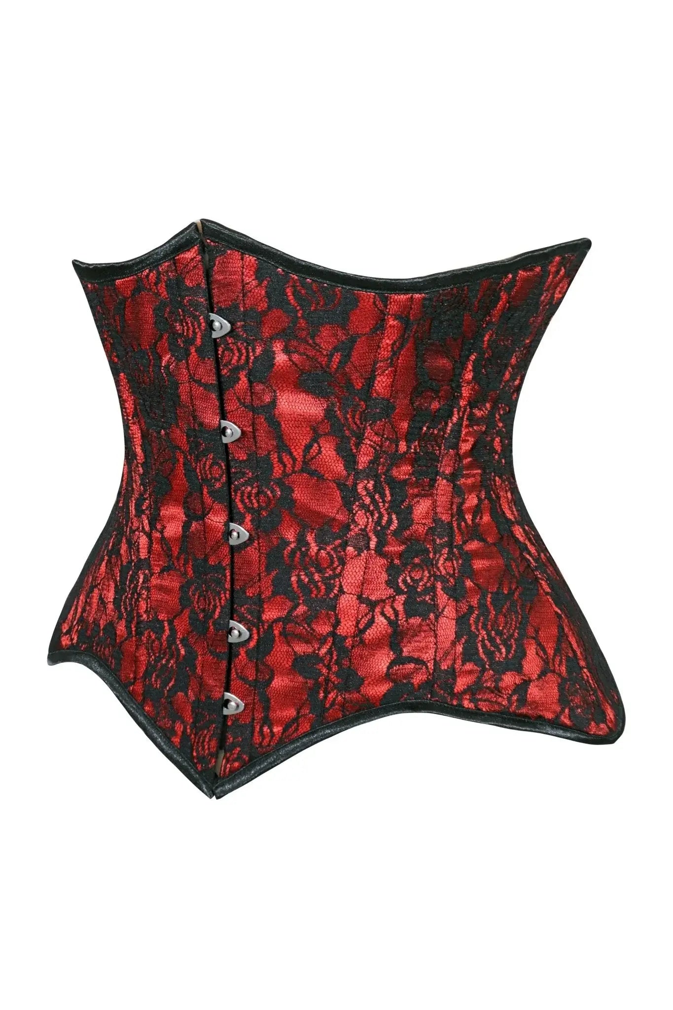 Lavish Red/Black Lace Underbust Corset Waist Cincher Busk Closure - Daisy Corsets - Flyclothing LLC