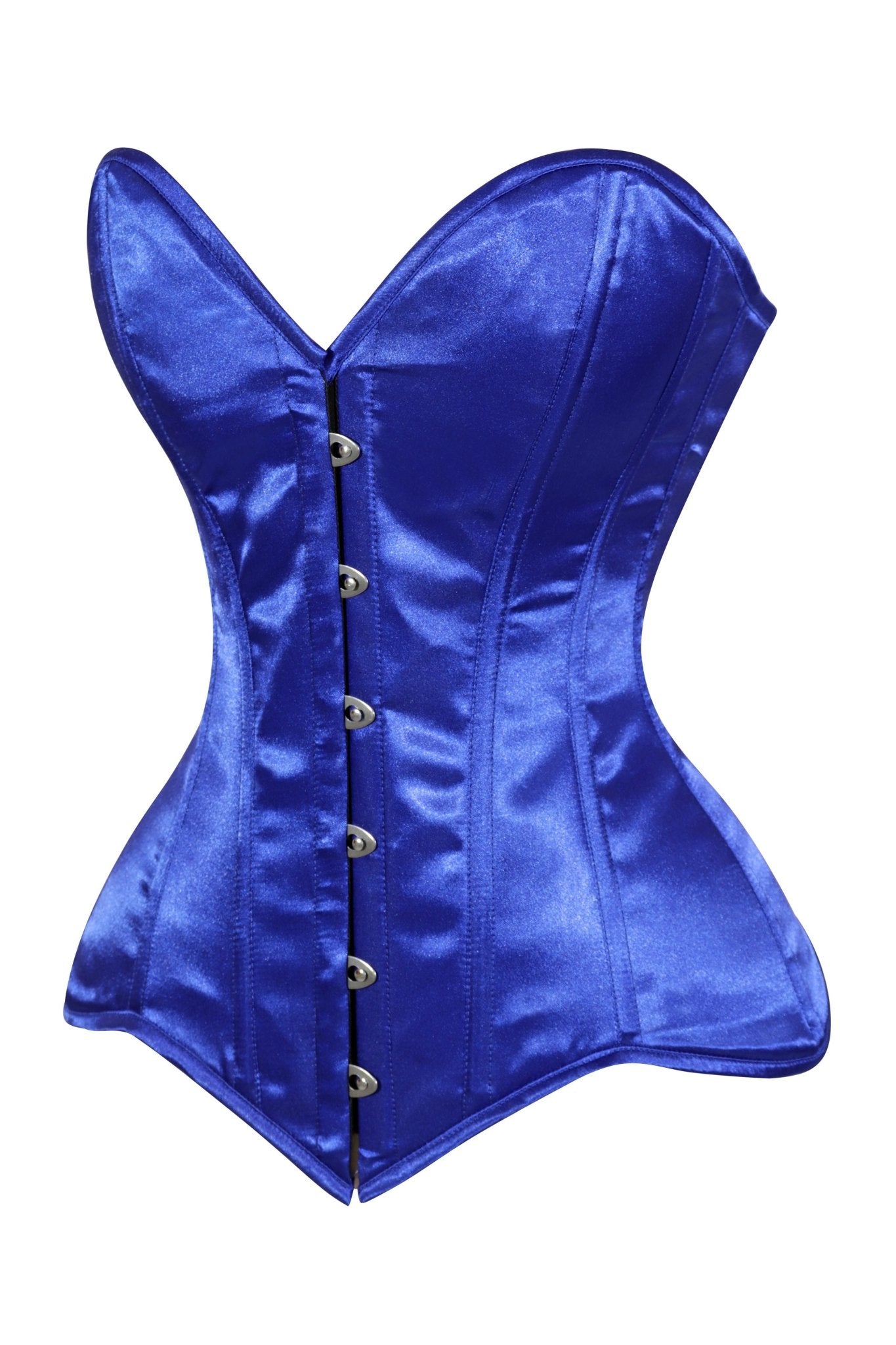 Daisy Corsets Lavish Royal Blue Overbust Corset Sweetheart Neckline Busk Closure - Daisy Corsets