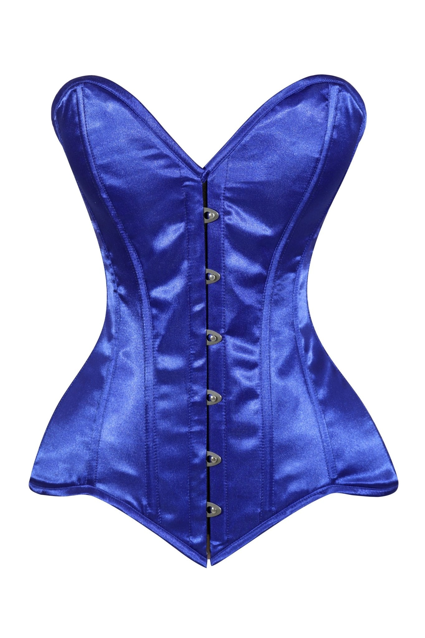 Daisy Corsets Lavish Royal Blue Overbust Corset Sweetheart Neckline Busk Closure - Daisy Corsets