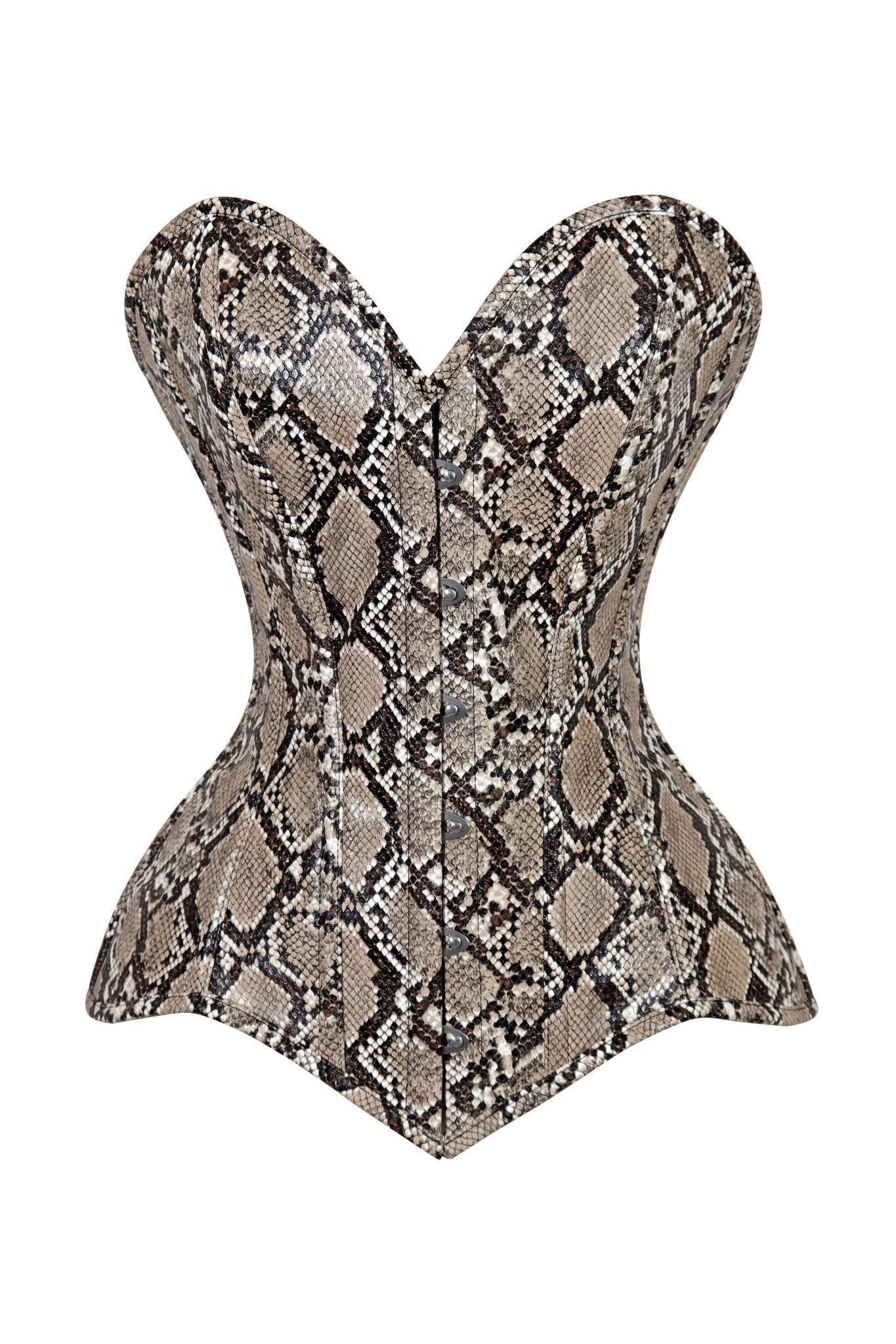 Daisy Corsets Lavish Snake Skin Print Overbust Corset Sweetheart Neckline Busk Closure - Daisy Corsets