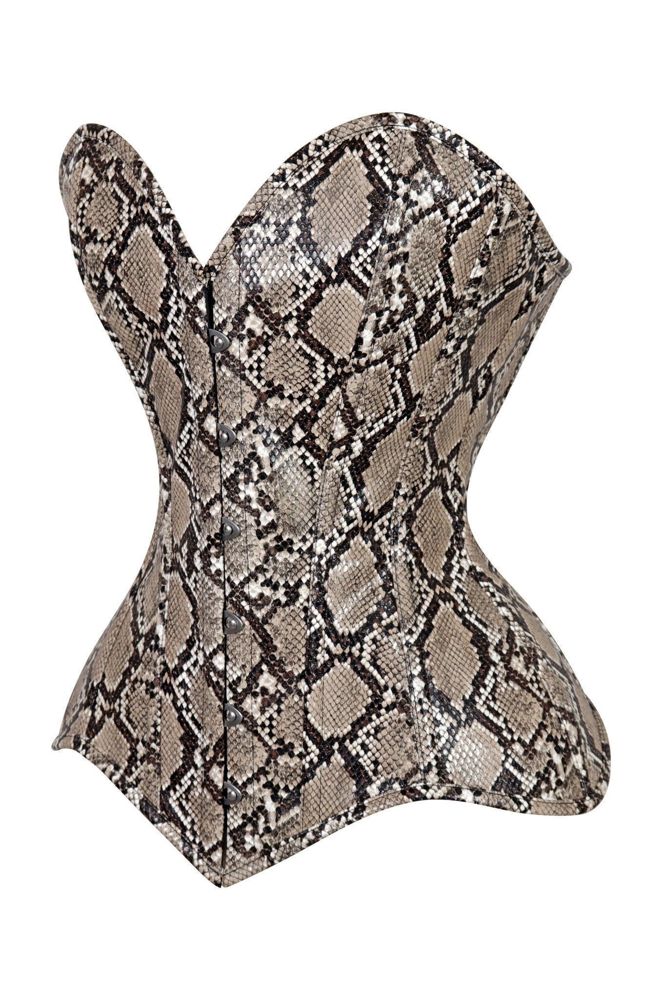 Daisy Corsets Lavish Snake Skin Print Overbust Corset Sweetheart Neckline Busk Closure - Daisy Corsets
