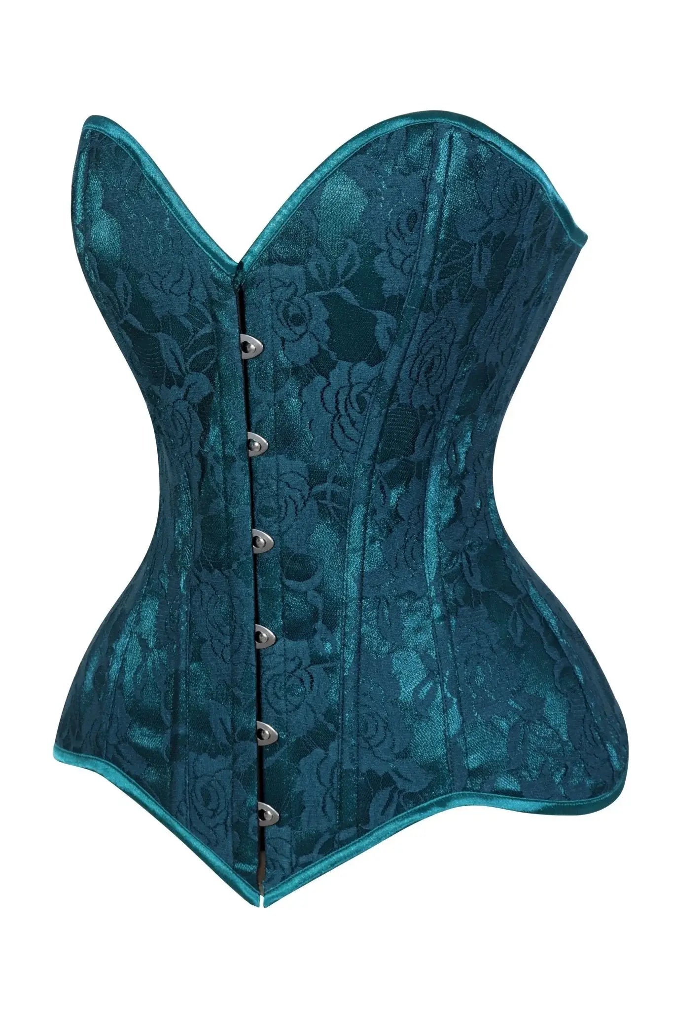 Lavish Teal Lace Overbust Corset Sweetheart Neckline Busk Closure - Daisy Corsets - Flyclothing LLC