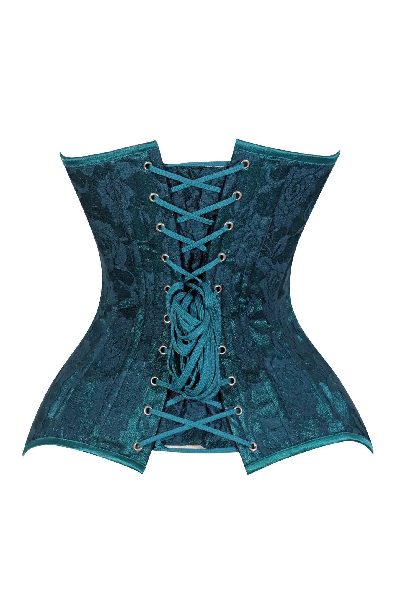 Lavish Teal Lace Overbust Corset Sweetheart Neckline Busk Closure - Daisy Corsets - Flyclothing LLC