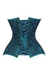 Lavish Teal Lace Overbust Corset Sweetheart Neckline Busk Closure - Daisy Corsets - Flyclothing LLC