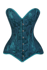 Lavish Teal Lace Overbust Corset Sweetheart Neckline Busk Closure - Daisy Corsets - Flyclothing LLC