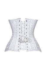 Daisy Corsets Lavish White Brocade Overbust Corset W/Busk Closure - Daisy Corsets