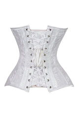Lavish White Lace Overbust Corset Sweetheart Neckline Busk Closure - Daisy Corsets - Flyclothing LLC