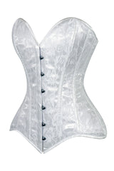 Lavish White Lace Overbust Corset Sweetheart Neckline Busk Closure - Daisy Corsets - Flyclothing LLC