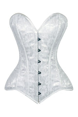 Lavish White Lace Overbust Corset Sweetheart Neckline Busk Closure - Daisy Corsets - Flyclothing LLC