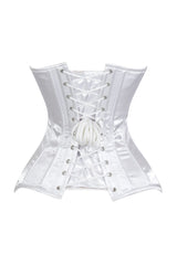 Daisy Corsets Lavish White Satin Front Zipper Overbust Corset - Daisy Corsets
