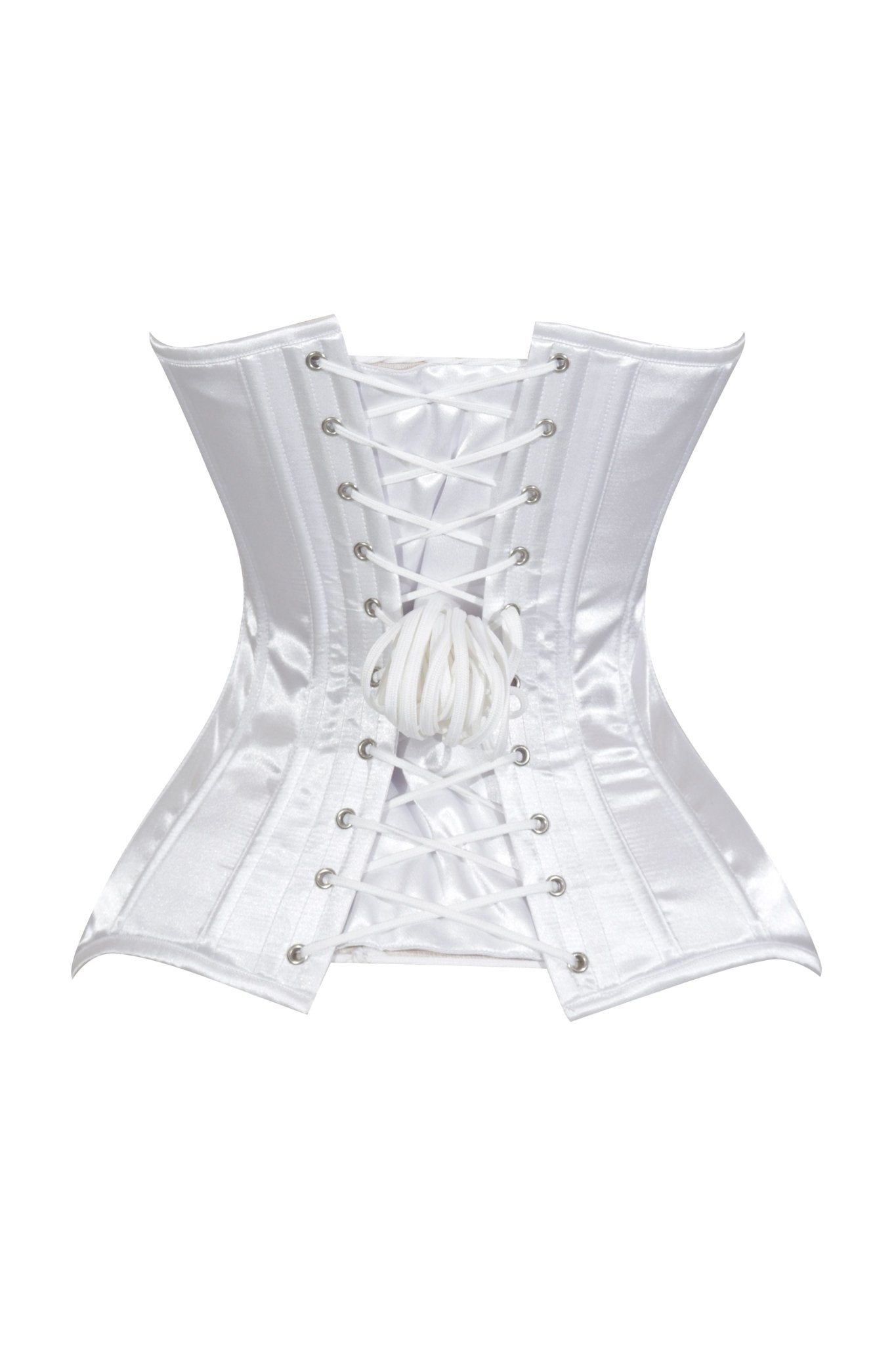Daisy Corsets Lavish White Satin Front Zipper Overbust Corset - Daisy Corsets