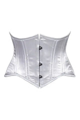 Lavish White Satin Mini Cincher Underbust Corset Waist Cincher Busk Closure - Daisy Corsets - Flyclothing LLC
