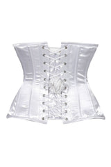 Daisy Corsets Lavish White Satin Underbust Corset Waist Cincher Busk Closure - Daisy Corsets