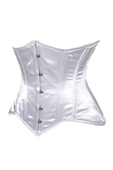 Daisy Corsets Lavish White Satin Underbust Corset Waist Cincher Busk Closure - Daisy Corsets