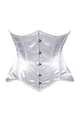 Daisy Corsets Lavish White Satin Underbust Corset Waist Cincher Busk Closure - Daisy Corsets