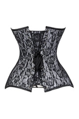 Lavish White/Black Lace Overbust Corset Sweetheart Neckline Busk Closure - Daisy Corsets - Flyclothing LLC