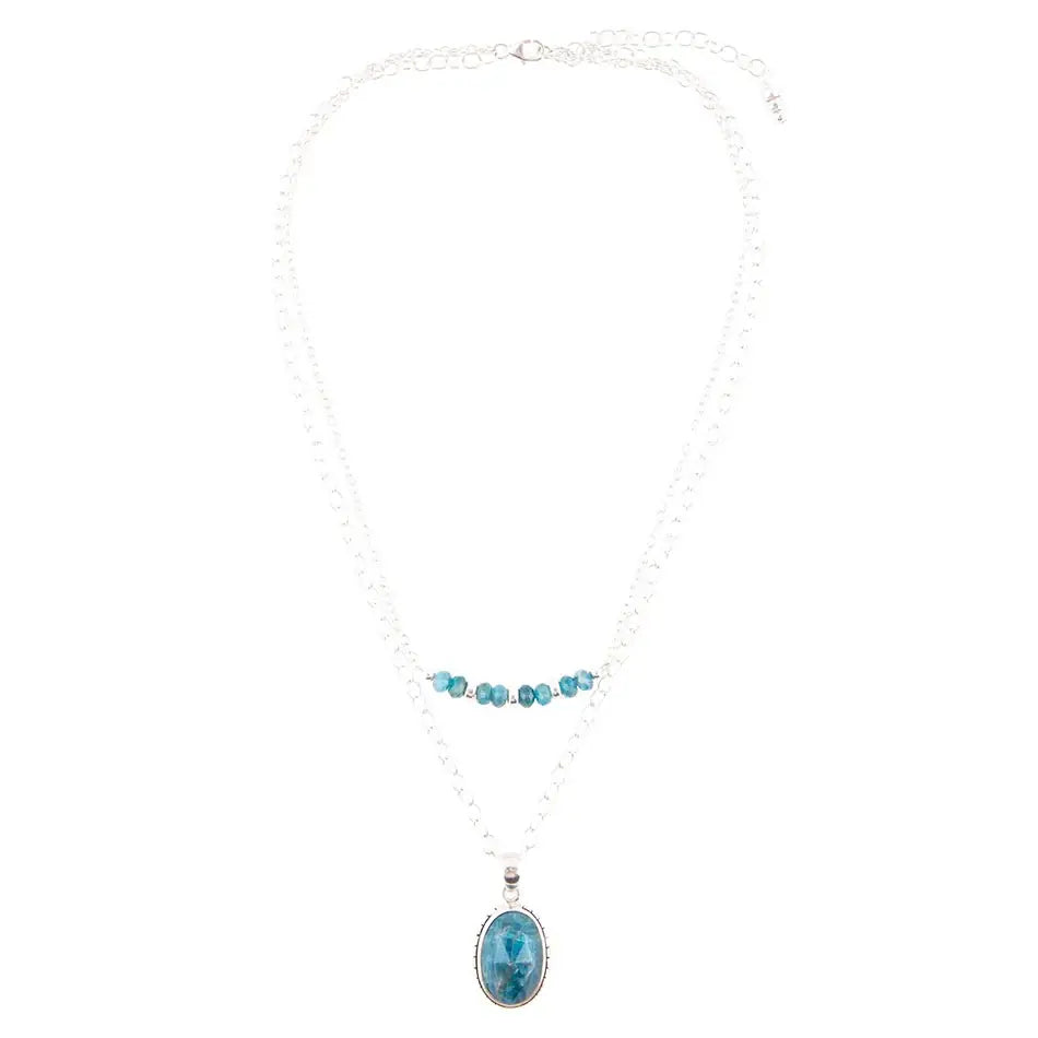 Layered Blue Apatite and Sterling Silver Necklace - Barse Jewelry - Flyclothing LLC
