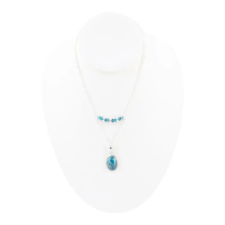 Layered Blue Apatite and Sterling Silver Necklace - Barse Jewelry - Flyclothing LLC