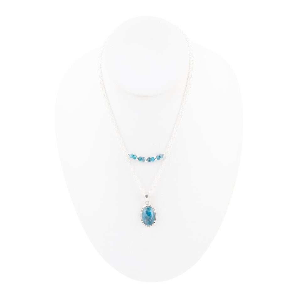 Layered Blue Apatite and Sterling Silver Necklace - Barse Jewelry - Flyclothing LLC