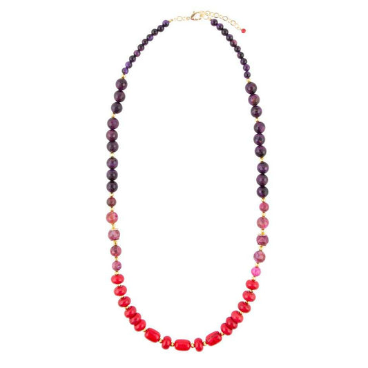 Le Rouge Red Magnesite Multi-Stone Long Necklace - Barse Jewelry - Flyclothing LLC