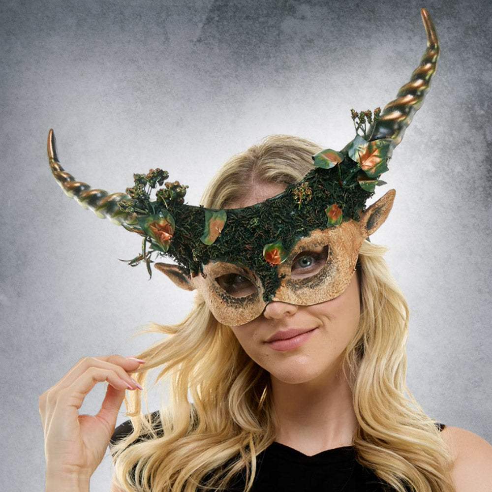 Leaf Embellished Enchanted Forest Honed Masquerade Halloween Mask - Madeline Love - Flyclothing LLC