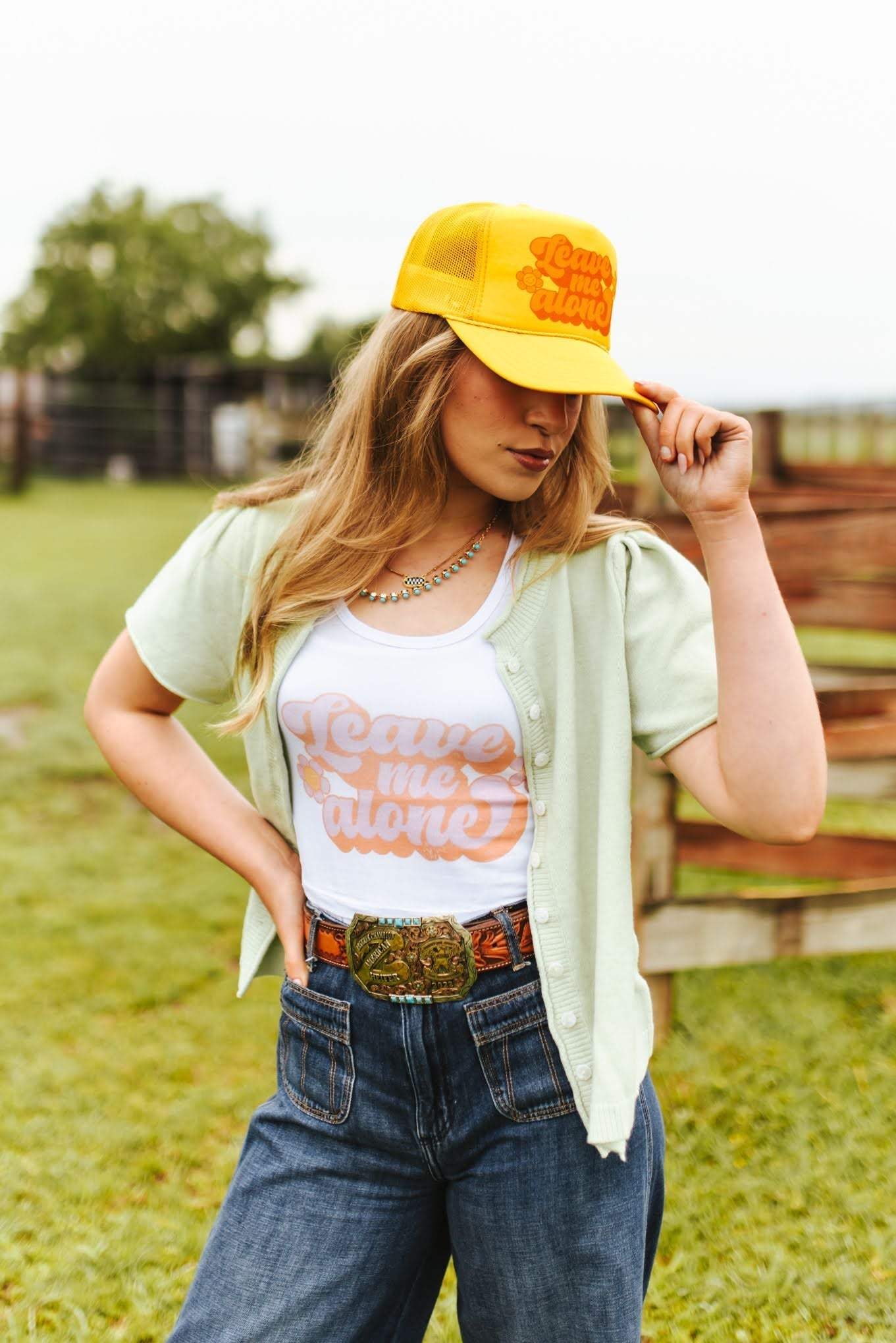 Leave Me Alone Retro Flower Trucker Hat - Wild Junkie - Flyclothing LLC