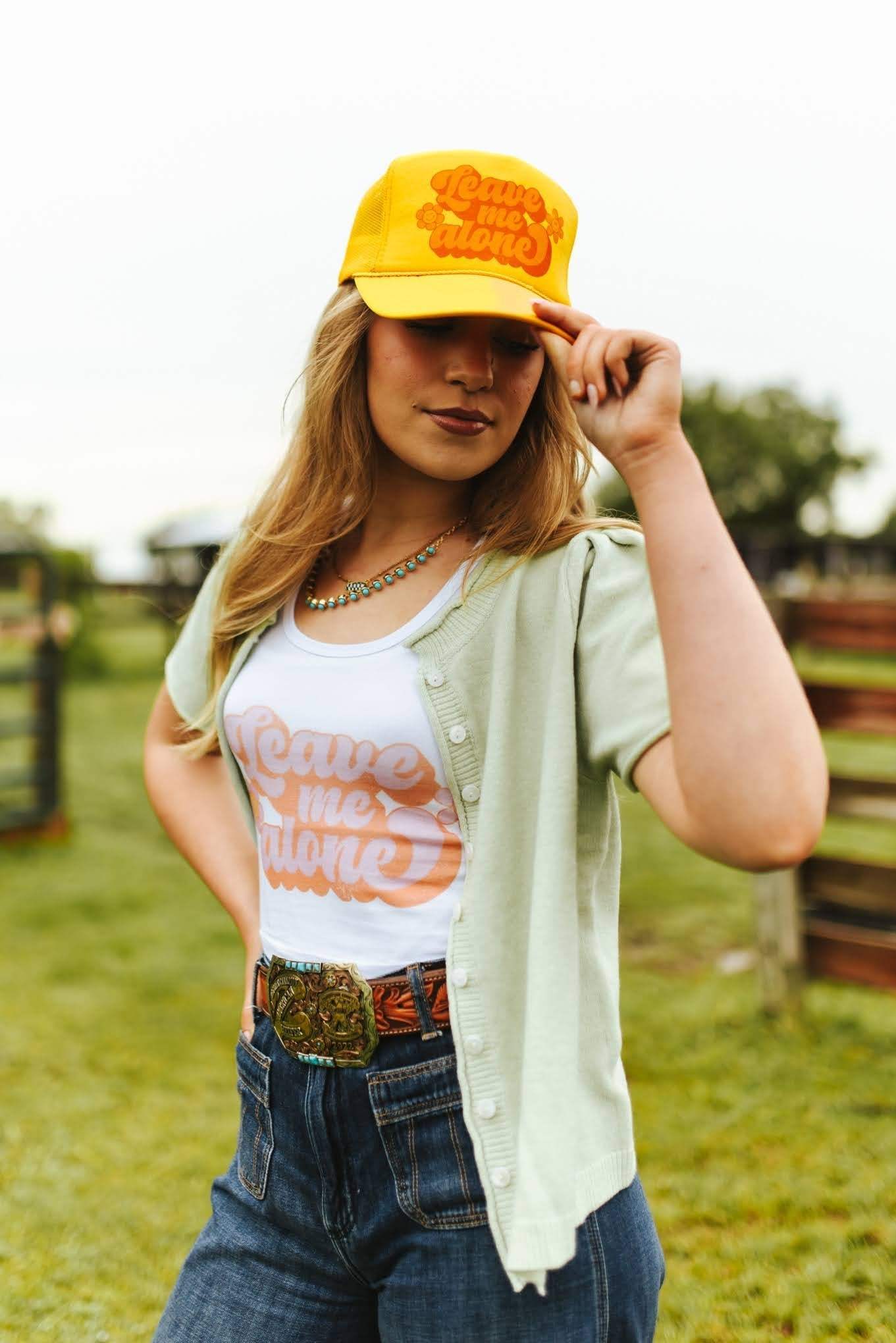 Leave Me Alone Retro Flower Trucker Hat - Wild Junkie - Flyclothing LLC
