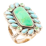 Legacy Lime Green and Blue Turquoise Golden Statement Ring - Barse Jewelry - Flyclothing LLC