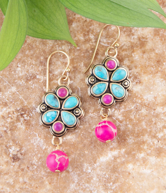 Legacy Pink Agate Golden Drop Earrings - Barse Jewelry - Flyclothing LLC