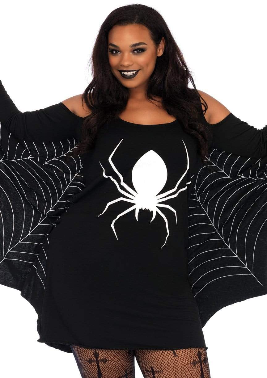 Plus Jersey Spider Web Dress With Wings