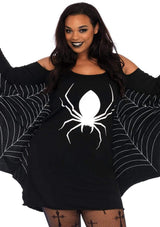 Plus Jersey Spider Web Dress With Wings