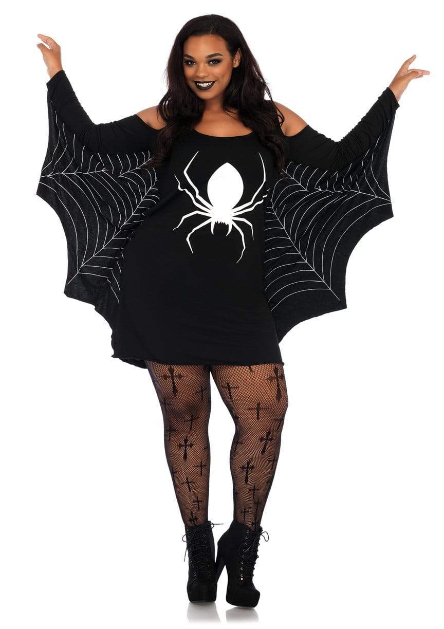 Plus Jersey Spider Web Dress With Wings