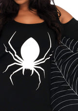 Plus Jersey Spider Web Dress With Wings