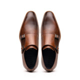 55-103-BRN LEGERRA Hand Burnished Italian Calfskin Monkstrap, Brown - Zelli Italia - Flyclothing LLC