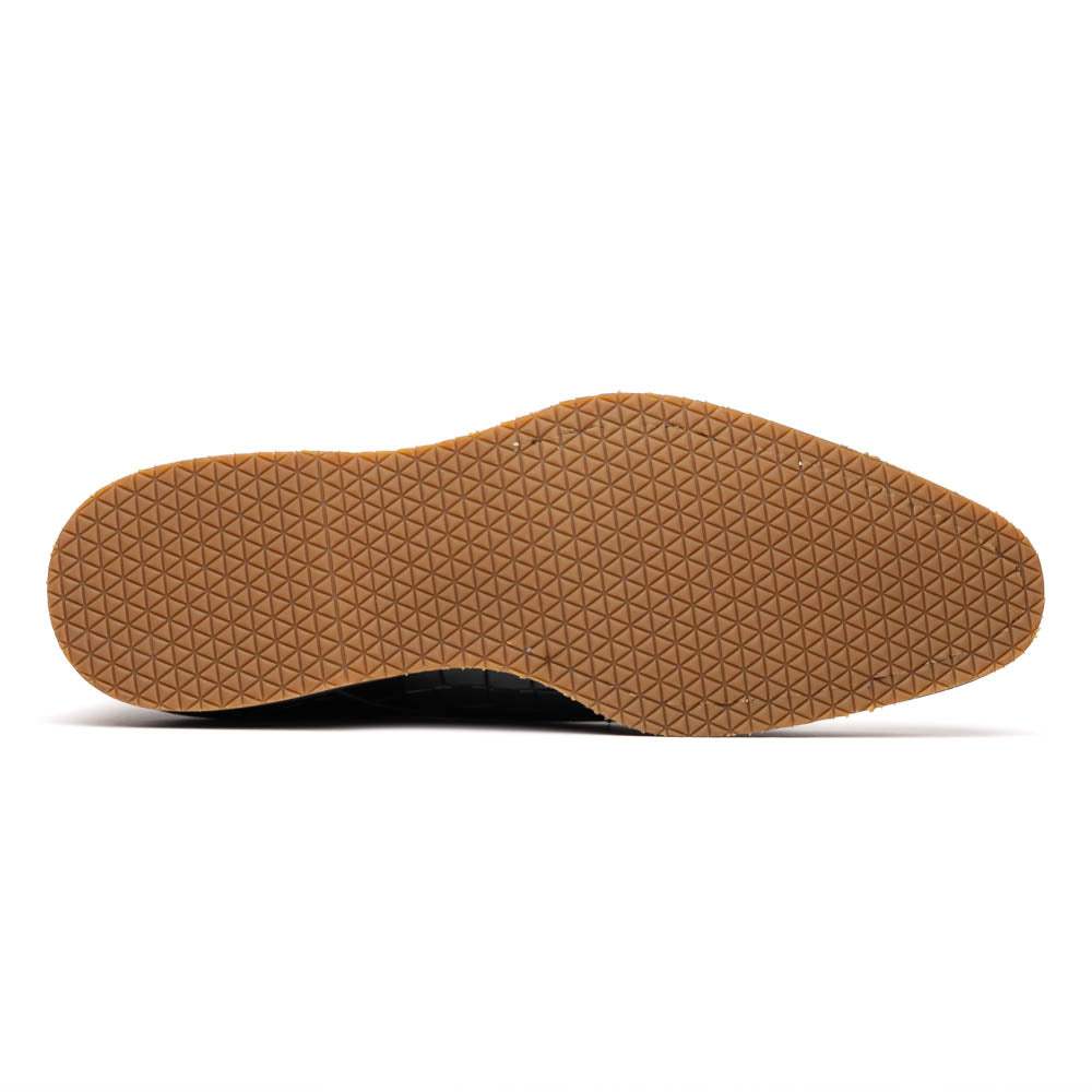 55-112-BLK LEGERRA Hand Burnished Crocodile Print Monkstrap Black - Zelli Italia - Flyclothing LLC