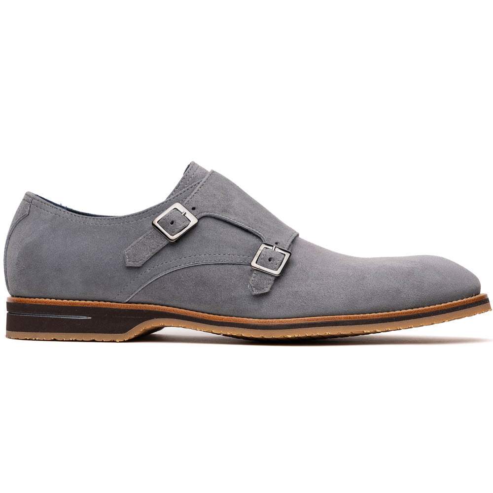 56-105-GRY LEGERRA Sueded Goatskin Monkstrap Grey - Zelli Italia - Flyclothing LLC