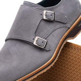 56-105-GRY LEGERRA Sueded Goatskin Monkstrap Grey - Zelli Italia - Flyclothing LLC