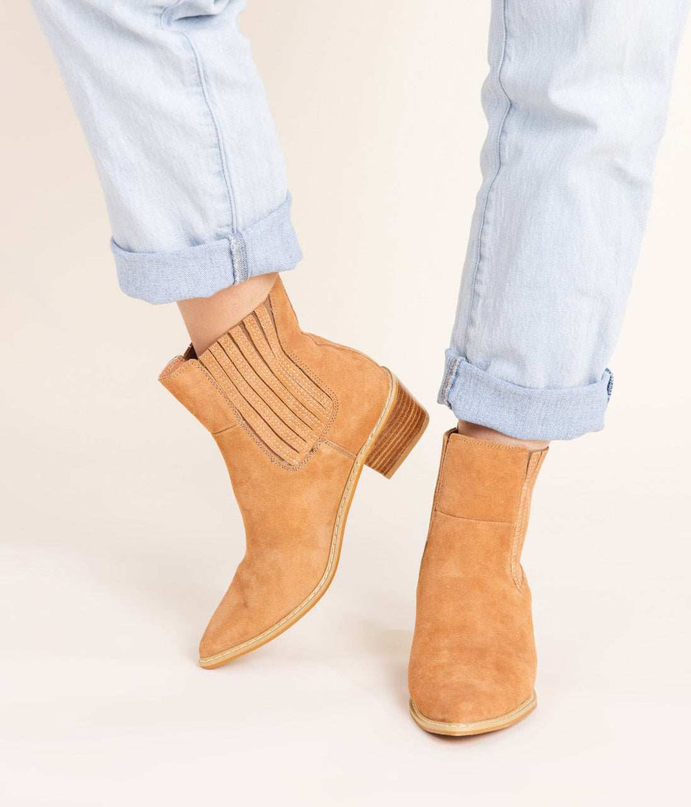 Leonor Suede Ankle Boot in Tan - Naughty Monkey - Flyclothing LLC