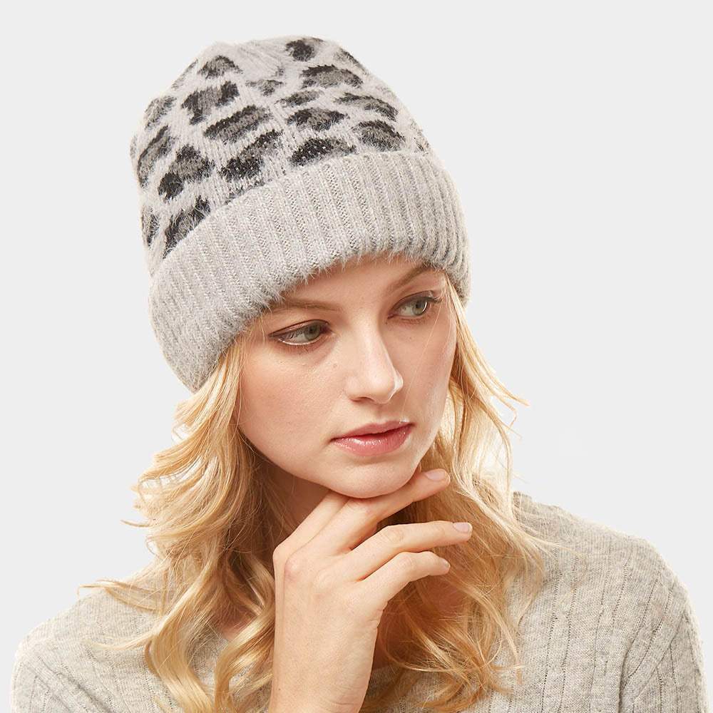 Leopard Pattern Beanie Hat - Madeline Love - Flyclothing LLC