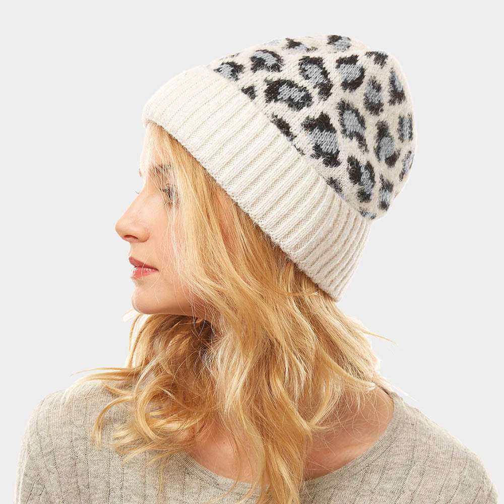 Leopard Pattern Beanie Hat - Madeline Love - Flyclothing LLC