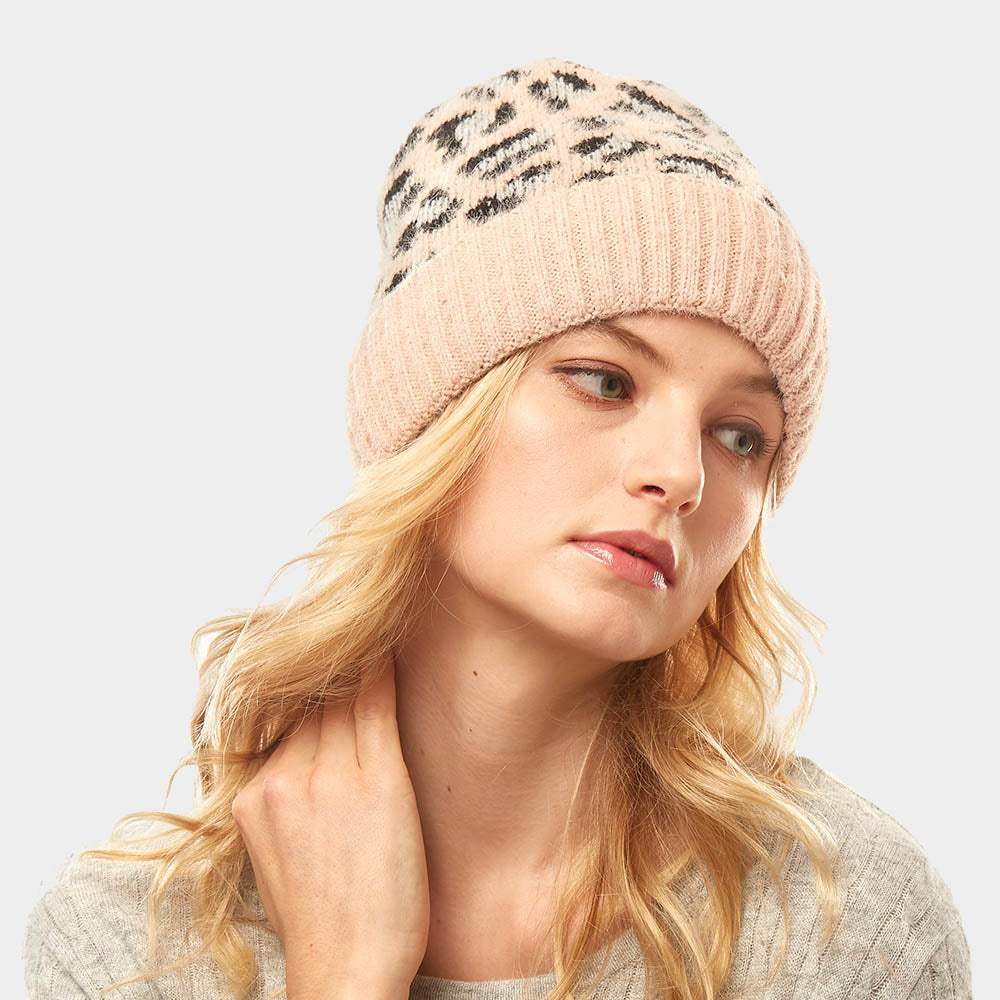 Leopard Pattern Beanie Hat - Madeline Love - Flyclothing LLC