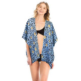 Leopard Pattern Daisy Flower Print Cover Up Kimono Poncho - Madeline Love - Flyclothing LLC