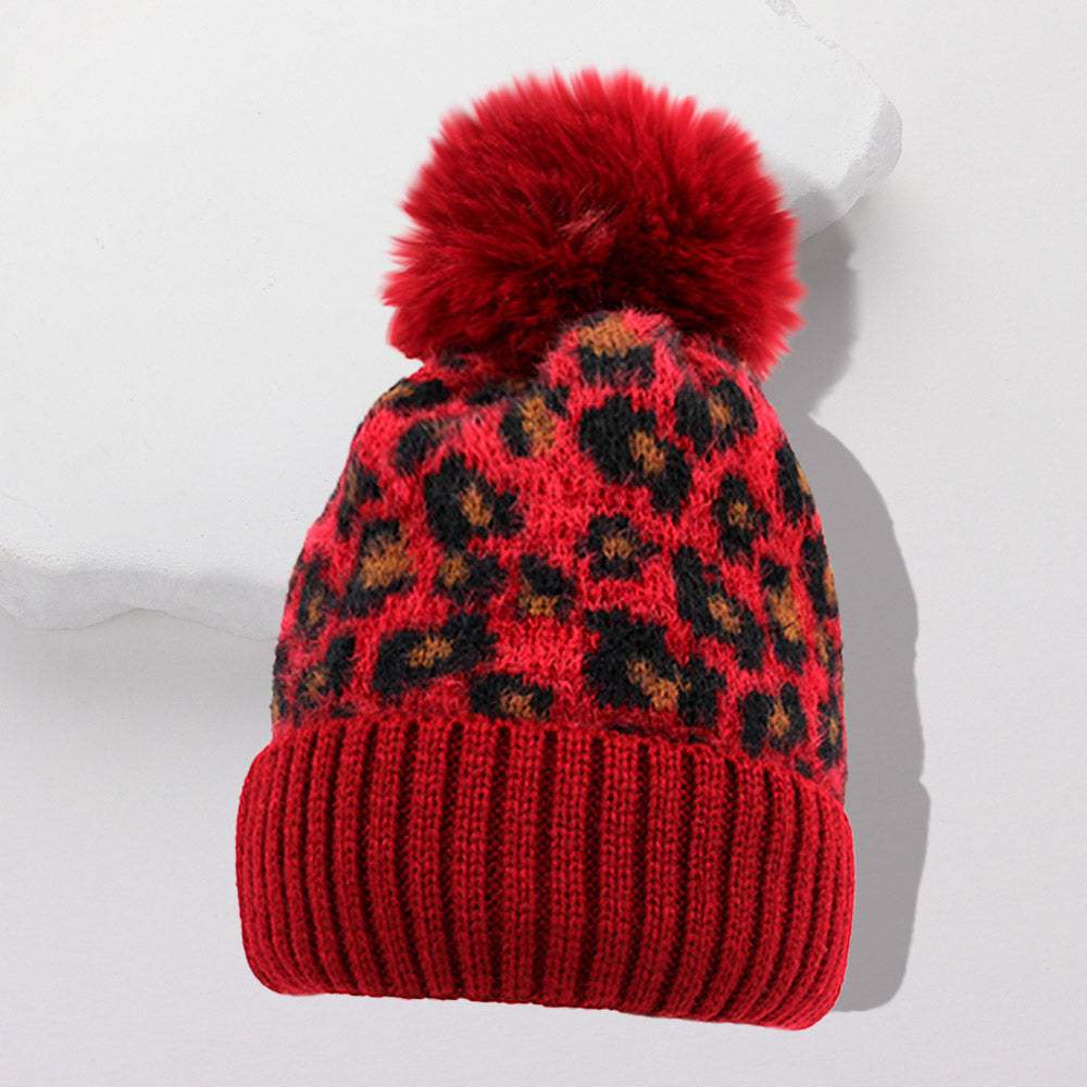 Leopard Pattern Pom Pom Beanie Hat - Madeline Love - Flyclothing LLC