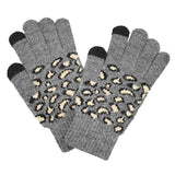 Leopard Patterned Knit Smart Gloves - Madeline Love - Flyclothing LLC