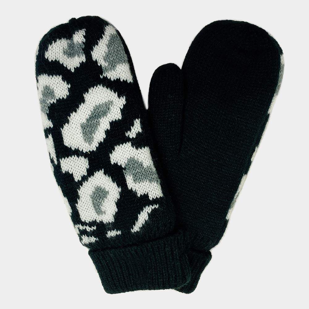 Leopard Patterned Mitten Fleece Lining Gloves - Madeline Love - Flyclothing LLC