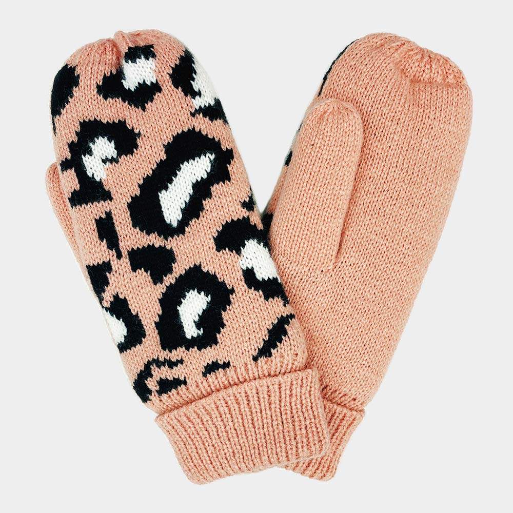 Leopard Patterned Mitten Fleece Lining Gloves - Madeline Love - Flyclothing LLC