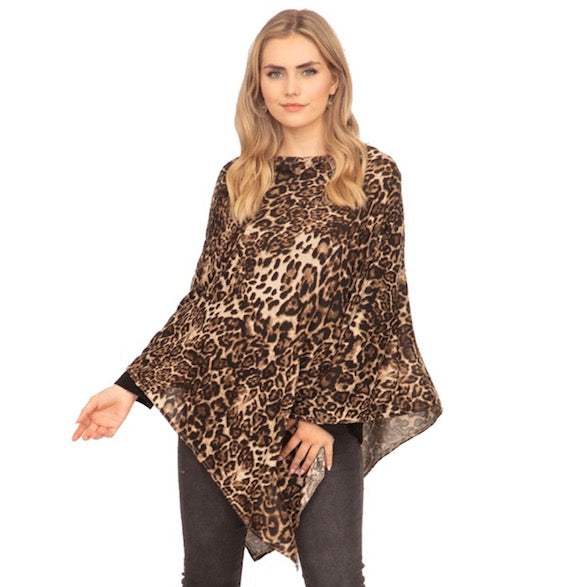Leopard Patterned Poncho Ruana - Madeline Love - Flyclothing LLC