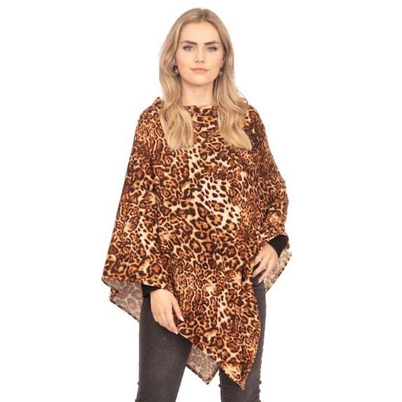 Leopard Patterned Poncho Ruana - Madeline Love - Flyclothing LLC