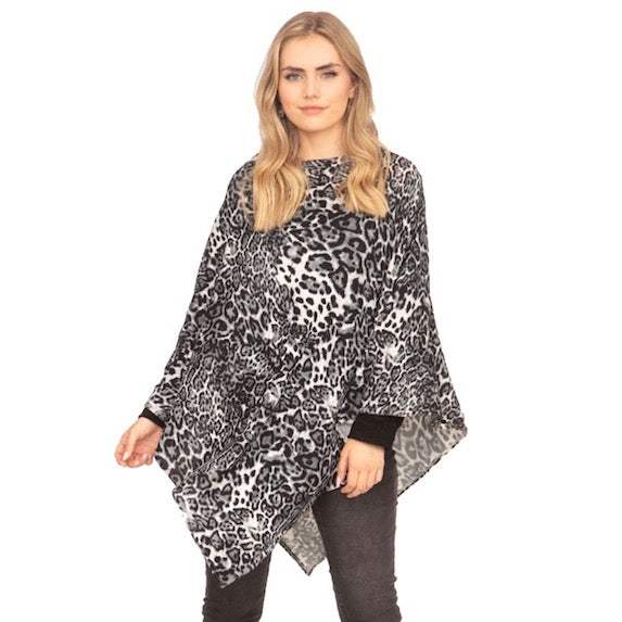 Leopard Patterned Poncho Ruana - Madeline Love - Flyclothing LLC